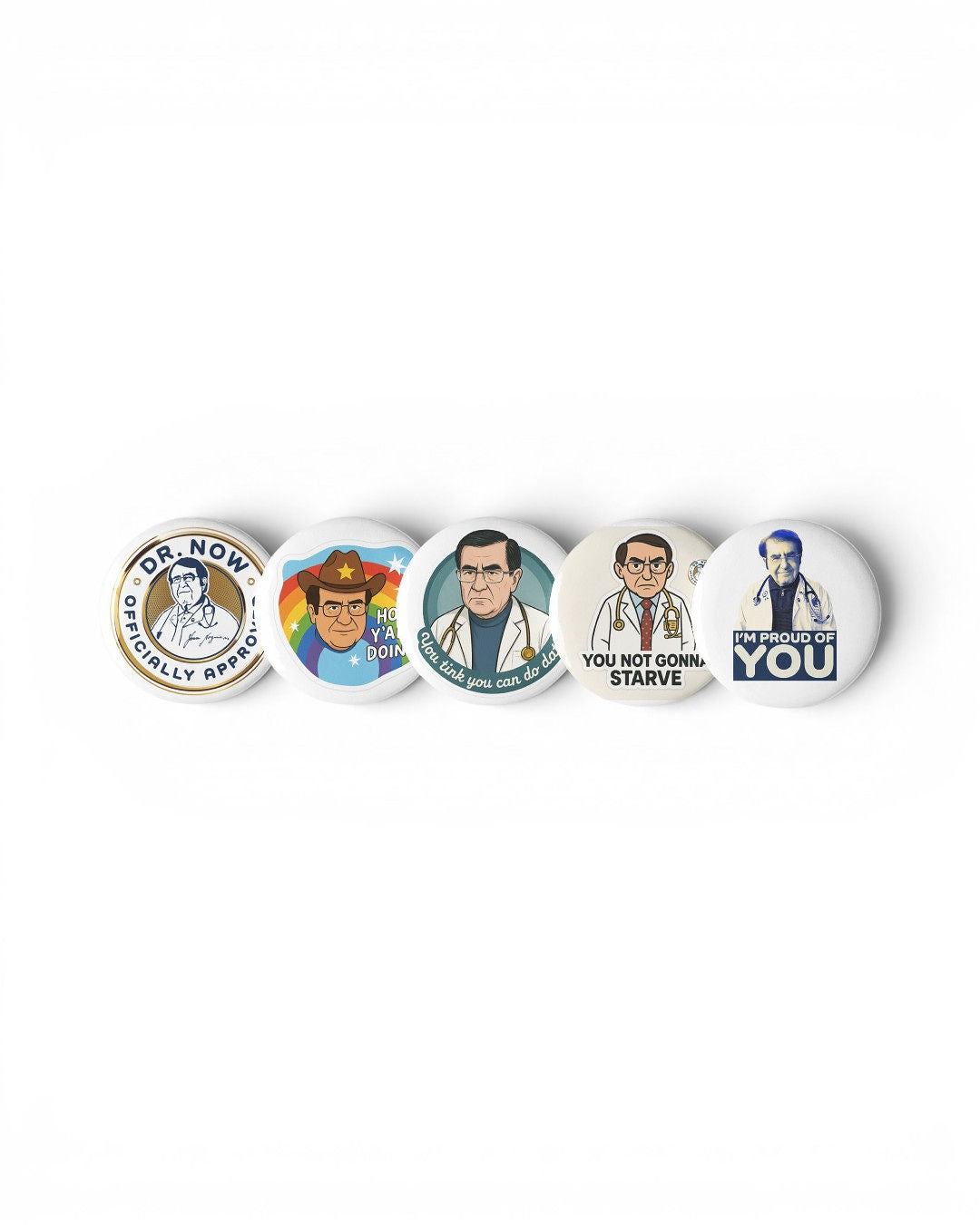 Dr. Now Official - Set of Pin Buttons