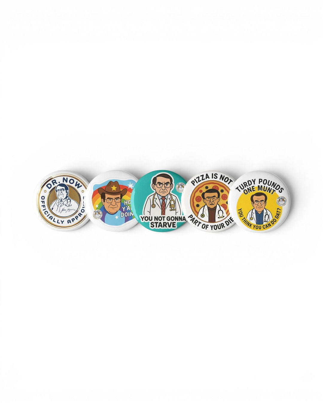 Dr. Now Official - Set of Pin Buttons